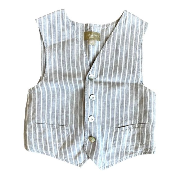 Little Linens London Other - Little Linens London Boys Linen Beige and Cream Stripped Vest, Special Occasion